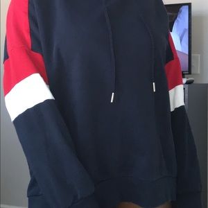 Blue Red , White Hoodie